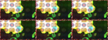 Raster illüstrasyonunda kusursuz çiçek deseni. Gri ve yeşil renkte çiçekler.