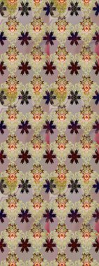 Floral seamless pattern with watercolor flowers. In asian textile style on beige and neutral colors. Raster illustration.