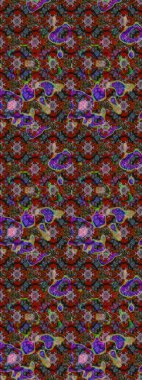 Çiçek desenli eskiz. Kırmızı ve kahverengi renkte çiçekler. Renkli Bahar Teması eskiz kalıbı. Düz Çiçek Elementleri Tasarım Raster illüstrasyonu.