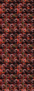 Düz Çiçek Elementleri Tasarımı. Sevimli çiçek raster deseni. Renkli Yaz Temalı eskiz kalıbı. Siyah ve kahverengi renkte çiçekler.