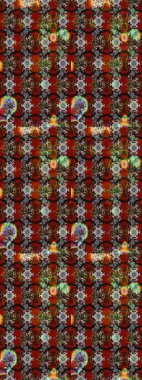 Raster illüstrasyonu. Gri ve kahverengi renklere karalamalar çizilmiş çiçek deseni.