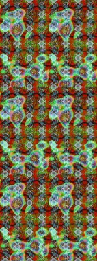 Soyut etnik raster çizim kalıbı. Yeşil ve kahverengi renkli vadi çiçekleri. Çiçekler..