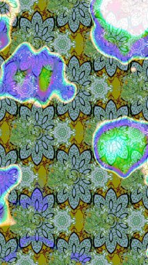 Düz Çiçek Elementleri Tasarımı. Renkli Bahar Teması eskiz kalıbı. Raster Şirin kumaş deseni. Eskiz klasiği.