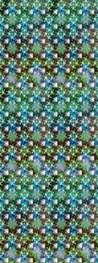 Raster illüstrasyonu. Klasik çiçek tasarımı elementleri. Yeşil ve mavi kıvırcık çiçekler yeşil ve mavi renklerde.