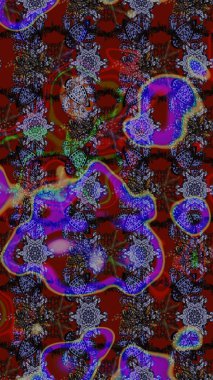 Kahverengi ve kırmızı renkte çiçekler. Küçük çiçekteki sevimli çiçek deseni. Raster illüstrasyonu.