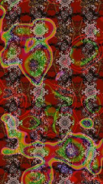 Güzel kumaş deseni. Raster suluboya deseni, narin çiçekler, kahverengi ve kırmızı çiçekler, tebrik kartı şablonu..