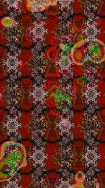 Raster suluboya çiçek deseni, narin çiçekler, kahverengi ve kırmızı çiçekler, tebrik kartı şablonu. Güzel kumaş deseni.