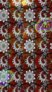 Raster illüstrasyonu. Çiçek çelengi. Eski moda arka plan. Güzel, parlak, pürüzsüz kumaş, tuval. Desen, çizim, çiçek sınırı. Kıvırcık, parlak örgü.