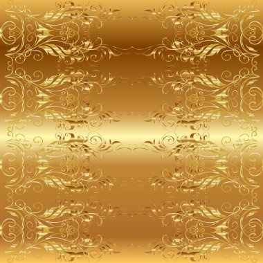 Süslü dantel iz sürücü. Doğu tarzında klasik tasarım öğesi. Hoş renkler üzerine geleneksel Arapça dekor. Çiçekli süslemeli, pürüzsüz bir desen. Duvar kağıdı için altın süslü illüstrasyon.