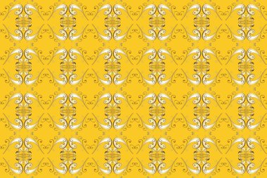 Çiçekli süslemeli, pürüzsüz bir desen. Hoş renkler üzerine geleneksel Arapça dekor. Doğu tarzında klasik tasarım öğesi. Duvar kâğıdı için altın süslü bir illüstrasyon. Süslü dantel iz sürücü.