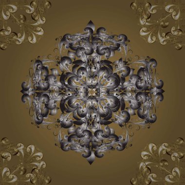 Golden pattern on pleasant colors with golden elements. Raster oriental ornament. Seamless golden pattern.
