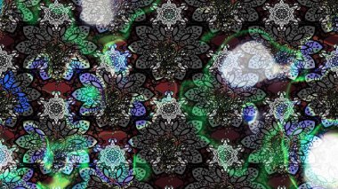 Raster illüstrasyonu. Gri ve siyah renklere karalamalar çizilmiş çiçek deseni.