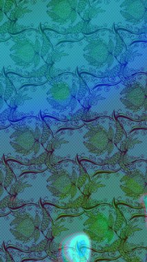 Mavi ve yeşil renkte şirin çiçekler. Moda baskısı, albüm, ambalaj kağıdı ve duvar kağıdı için zarif dekoratif süslemeler. Raster illüstrasyonu. Küçük çiçekli basit, pürüzsüz desen..