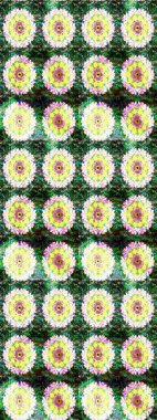 Bahar mevsimi. Raster güzel bir çiçek deseni çizmiş. Yeşil ve nötr renklerde çiçekler. Nazik romantik baskı. Tatil havası..