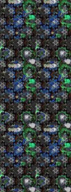 Gri ve siyah renkte etnik çiçeklerle süslenmiş zarif bir eskiz şekli. Asya Tekstil 'inde Raster Çiçek İllüstrasyonu.