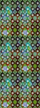 Yeşil ve kahverengi renkte zarif çiçekli suluboya. Düz Çiçek Elementleri Tasarımı. Renkli Bahar Teması eskiz kalıbı. Raster illüstrasyonu.