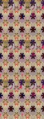 Tekstil için suluboya eskiz deseni. Şirin çiçekli, desenli, bej ve gri renklerde renkli çizimler. El çizimi çiçek çizimi deseni (fayans)).