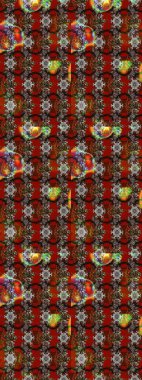 Sketch background. Sketch pattern with colorful paisley, brown and red flowers and decorative elements. Raster illustration. For print on fabric, textiles, wallpaper. Vintage retro style.