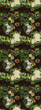 Raster illüstrasyonu. Yeşil ve kahverengi renkli şirin çiçekler. Moda baskısı, albüm, ambalaj kağıdı ve duvar kağıdı için zarif dekoratif süslemeler. Küçük çiçekli basit bir çiçek çizimi..