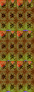 Nazik, narin çiçek arkaplanı. Çiçekli karalama şeklinde Raster çiçek deseni. Kahverengi ve yeşil renkte çiçekler.