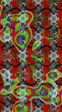 Ağaç dallı bahar çiçekleri ile desen, kırmızı ve kahverengi renkler ile çiçek silueti. Raster deseni.