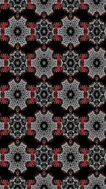 Vadinin çiçekleri siyah ve gri renklerde. Çiçeksel çizim kalıbının çizimi.