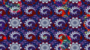 Küçük çiçekteki sevimli çiçek deseni. Mavi ve mor renkte çiçekler.