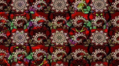 Raster. Güzel suluboya çiçekler, parlak resim ilham verici kırmızı çiçek desenli eskiz arka plan.