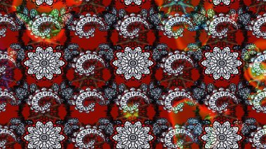 Düz Çiçek Elementleri Tasarımı. Raster illüstrasyonundaki çiçek desenli çizim. Süslü kumaş deseni. Renkli Bahar Teması çizim şablonu.