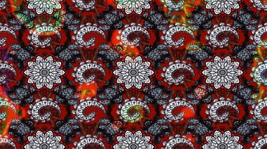 Çiçek ve yapraklı çiçek deseni. Raster illüstrasyonu. Küçük çiçekli şirin desen.