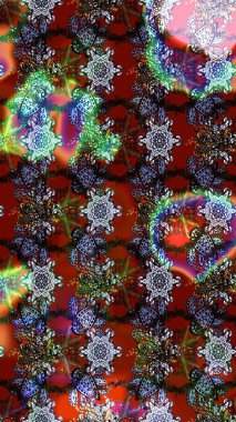 Raster illüstrasyonu. Kırmızı ve kahverengi renklerde. Taslak dekoratif arka plan, çiçek mandala. Çiçek..