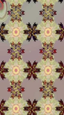 Retro tekstil tasarım koleksiyonu. 1950-1960 motifleri. Çiçekli ipek eşarp. Gri ve nötr gri ve nötr. El çizimi çiçek elementleri ile soyut çizim raster deseni.