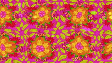 Renkli unsurlarla hareketli arka plan görüntüleri. Çiçekler. Eski model. Bayrak tarzı. Video kaydı. Şablon. Döngü. Kusursuz.. 