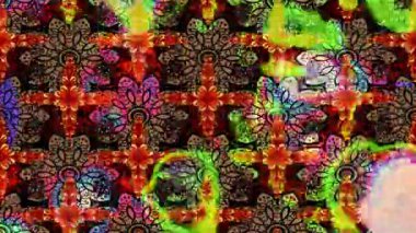 Renkli unsurlarla hareketli arka plan görüntüleri. Çiçekler. Eski model. Bayrak tarzı. Video kaydı. Şablon. Döngü. Kusursuz.. 