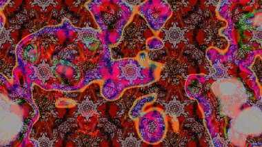 Çiçek deseni. Kahverengi ve kırmızı renkte çiçek çizimi. Kahverengi ve kırmızı renkte çiçekler. Şatafatlı bahar bahçesi dokusu. Raster illüstrasyonu.