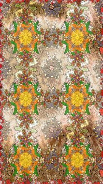 Bej ve kahverengi renklerde yaz çiçekleri. Küçük çiçekteki sevimli çiçek deseni. Raster illüstrasyonu. Raster deseni.