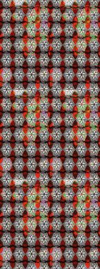 Renkli Bahar Teması eskiz kalıbı. Çiçek desenli çizim. Güzel kumaş deseni. Raster illüstrasyonu. Asya tekstil tarzında. Düz Çiçek Elementleri Tasarımı.