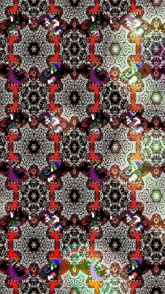 Raster Illustrasyon 'daki Çiçek Deseni' nin son moda çizimi. Renkli Yaz Temalı eskiz kalıbı. Düz Çiçek Elementleri Tasarımı. Güzel kumaş deseni.