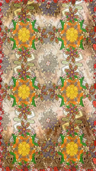 Bej ve kahverengi renklerde yaz çiçekleri. Küçük çiçekteki sevimli çiçek deseni. Raster illüstrasyonu. Raster deseni.