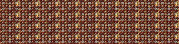 Raster Çiçek İllüstrasyonu güzel tekstil. Kahverengi ve kırmızı renkte etnik çiçeklerle süslenmiş zarif bir eskiz..