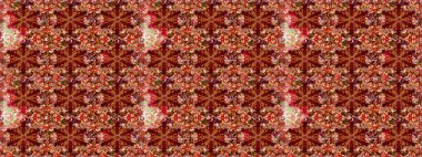 Raster Çiçek İllüstrasyonu 'nun şirin tekstili. Kırmızı ve kahverengi renkli etnik çiçeklerle zarif bir eskiz deseni..
