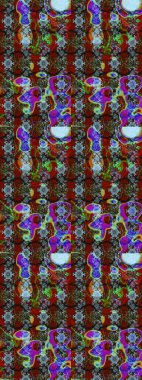 Raster illüstrasyonundaki çiçek desenli çizim. Renkli Bahar Teması eskiz kalıbı. Süslü kumaş deseni. Düz Çiçek Elementleri Tasarımı.