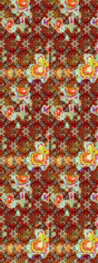 Sevimli çiçek raster deseni. Renkli Bahar Teması eskiz kalıbı. Düz Çiçek Elementleri Tasarımı. Kahverengi ve kırmızı renkte çiçekler.