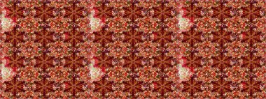Raster Çiçek İllüstrasyonu 'nun şirin tekstili. Kırmızı ve kahverengi renkli etnik çiçeklerle zarif bir eskiz deseni..