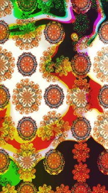 Renkli Bahar Teması eskiz kalıbı. Çiçek deseni. Düz Çiçek Elementleri Tasarımı. Raster çizimi. Güzel kumaş deseni..