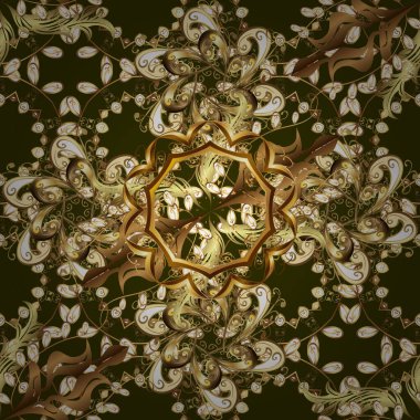 Raster illüstrasyonu. Geleneksel oryantasyon süsü. Kusursuz klasik raster altın desenli. Güzel renklerde ve altın elementlerle kusursuz desen. Klasik vintage arkaplan.