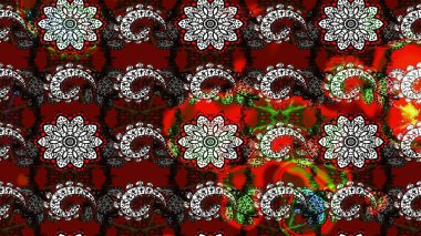 Küçük çiçekteki sevimli çiçek deseni. Kırmızı ve siyah renkte çiçekler.