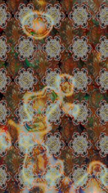 Çiçeksel kahverengi ve gri çizim deseni. Raster çiçek izi. Klasik taslak çizimi.