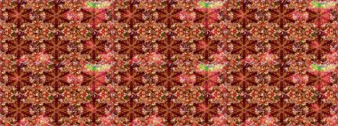 Renkli Bahar Teması eskiz kalıbı. Kırmızı ve kahverengi renkte çiçekler. Düz Çiçek Elementleri Tasarımı. Raster illüstrasyonunda çiçek deseni çizimi.