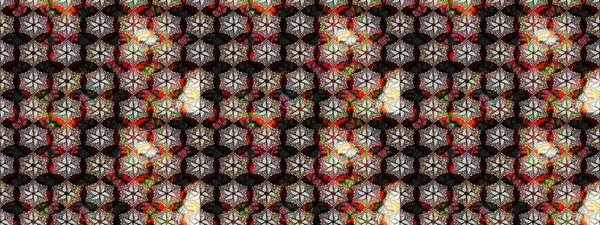 Düz Çiçek Elementleri Tasarımı. Asya tekstil tarzında. Çiçek desenli çizim. Siyah ve kahverengi renkte çiçekler. Renkli Bahar Teması eskiz kalıbı. Raster illüstrasyonu.